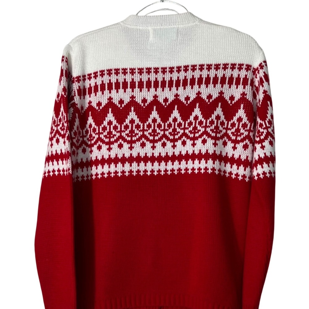 Vintage Christmas Red‎ Jersild Cardigan Women Metal Buttons 80s Sweater M - Picture 9 of 9